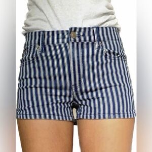 American Eagle Outfitters Navy Striped Jean Shorts